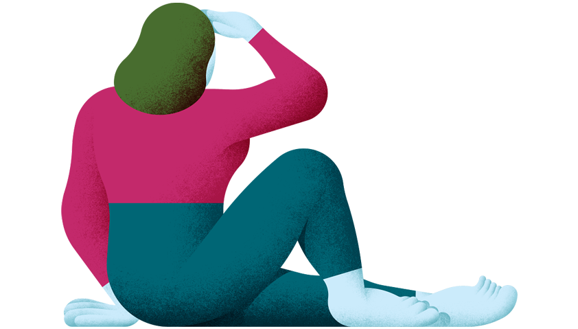 Illustration av en kvinna som tittar bort.